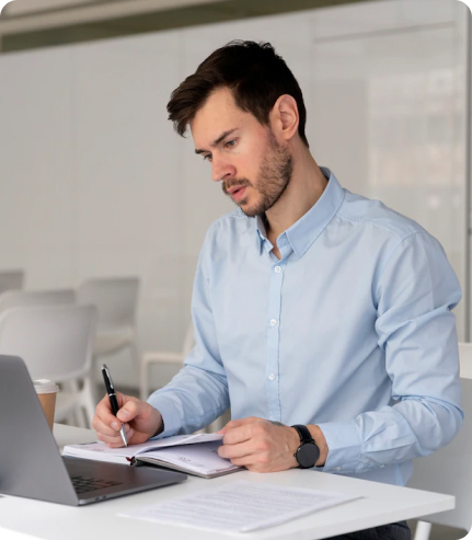 Writer planning an SEO content brief