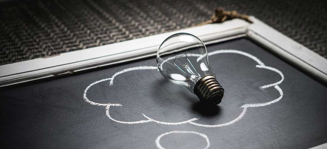 Idea sketch on a chalkboard representing content funnel planning