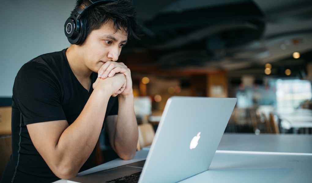 Copywriter reviewing website wireframes