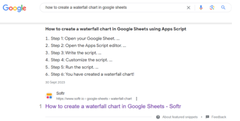 7. Softr- How to create a waterfall chart in google sheets -List snippet