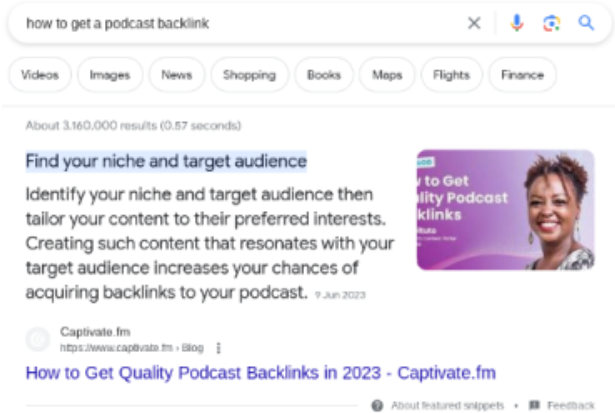 9. Captivate- How to get a podcast backlink- Paragraph snippet